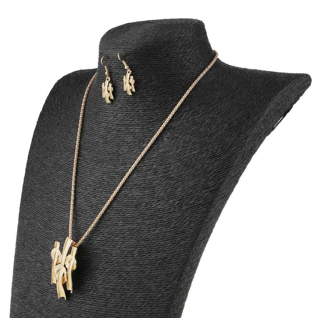 European Irregular Design Knots Pendant Chain Necklace Earrings Jewelry Set Gold