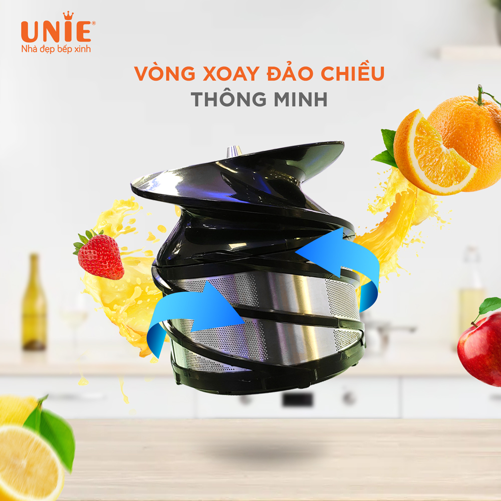 Máy Ép Trái Cây, Máy Ép Chậm Mini UNIE UE-525 Tiêu Chuẩn Đức Dung Tích 600 ML Công Suất 200W - Hàng Chính Hãng