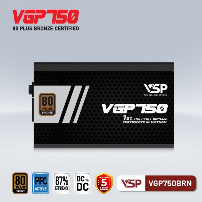 Nguồn máy tính VSP 750W VGP750BRN 80 Plus Bronze - Hàng chính hãng VSP phân phối