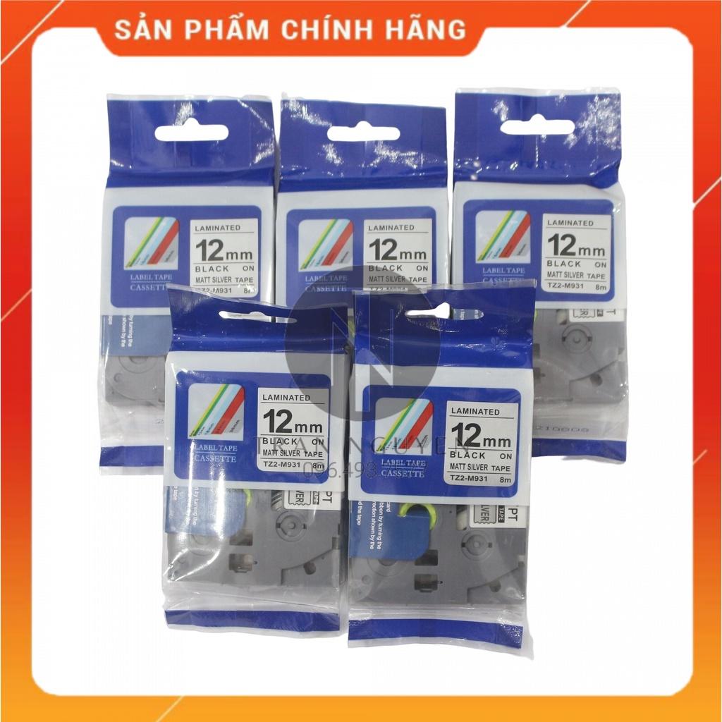 Nhãn In Brother Tz2-m931 - Đen nền bạc 12mm x 8m - Hàng nhập khẩu