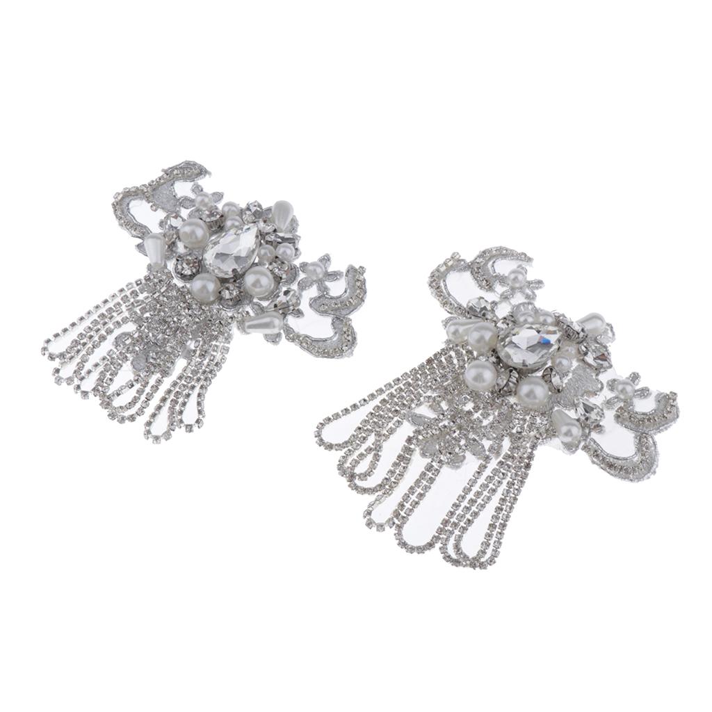 2 Cái Ren Appliques May Trên Tua Rua Miếng Dán DIY Quần Áo Trang Trí