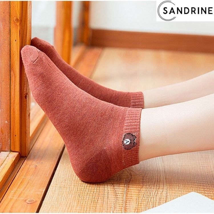 10 Đôi Vớ Tất Ngắn Nữ Họa Tiết Hình Gấu Xinh Xắn Sandrine - Tặng Túi Dễ Thương