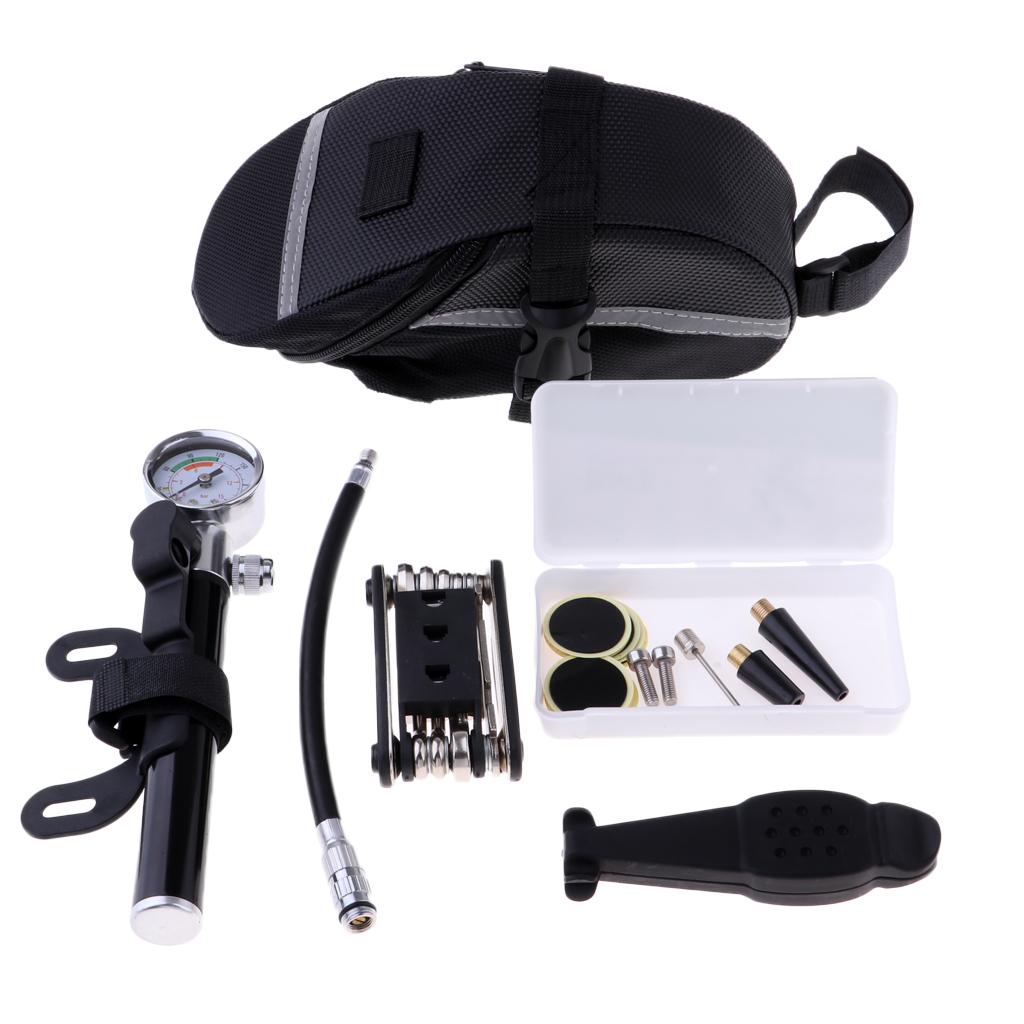 Bike Multi Repair Tool Kit Allen Key Hex Spoke Wrench Tire Rubber Patch Pump