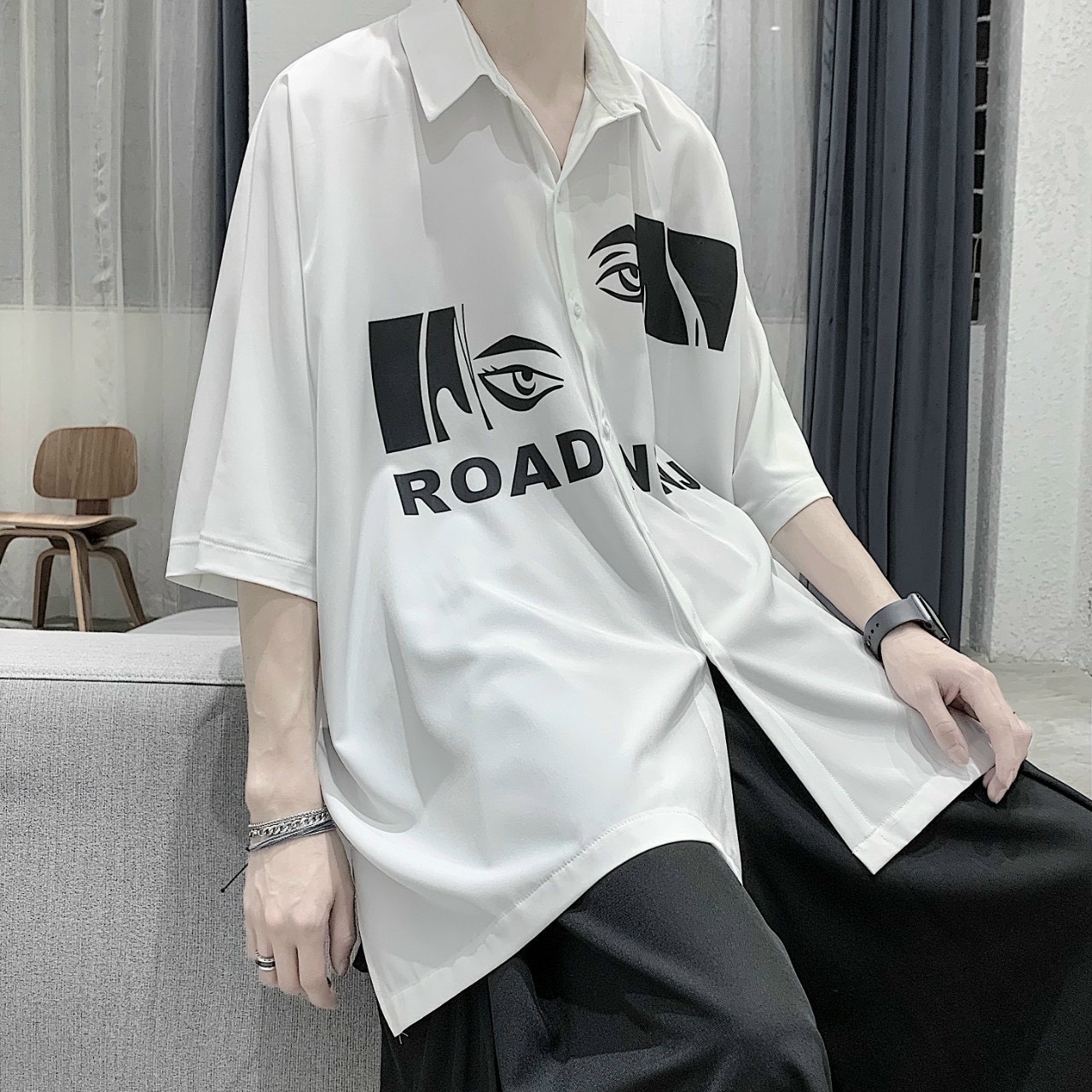 Áo sơ mi nam nữ form rộng tay lỡ, áo sơ mi unisex, áo sơ mi in hình cực hot