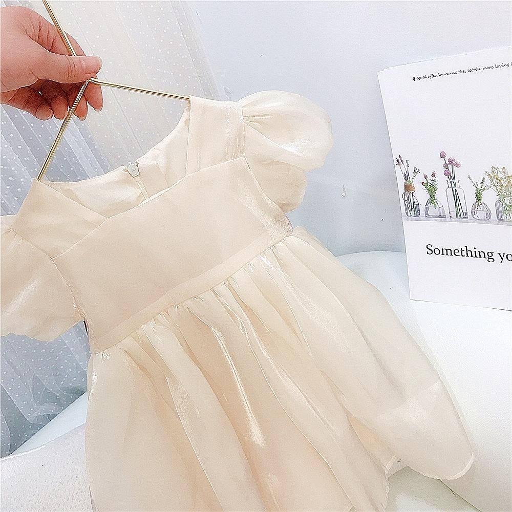 Đầm voan lụa tay bồng hàng quảng châu cao cấp cho bé gái