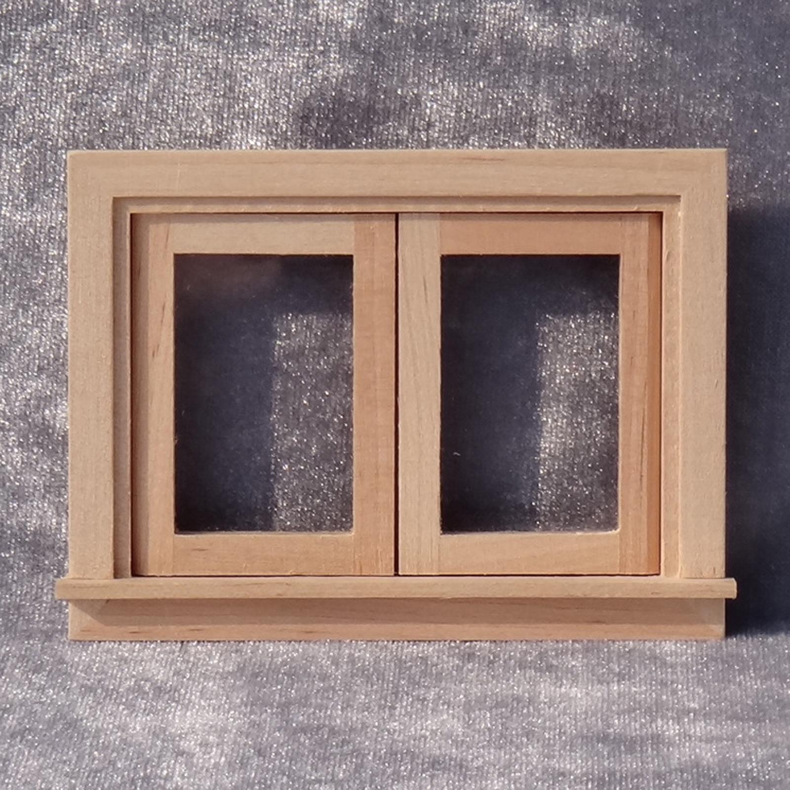 12th Wooden Window Frame Dollhouse Room House Accessories Kids Pretend Toys