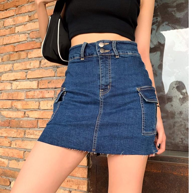 Váy Box pocket Denim A skirt mã 1061