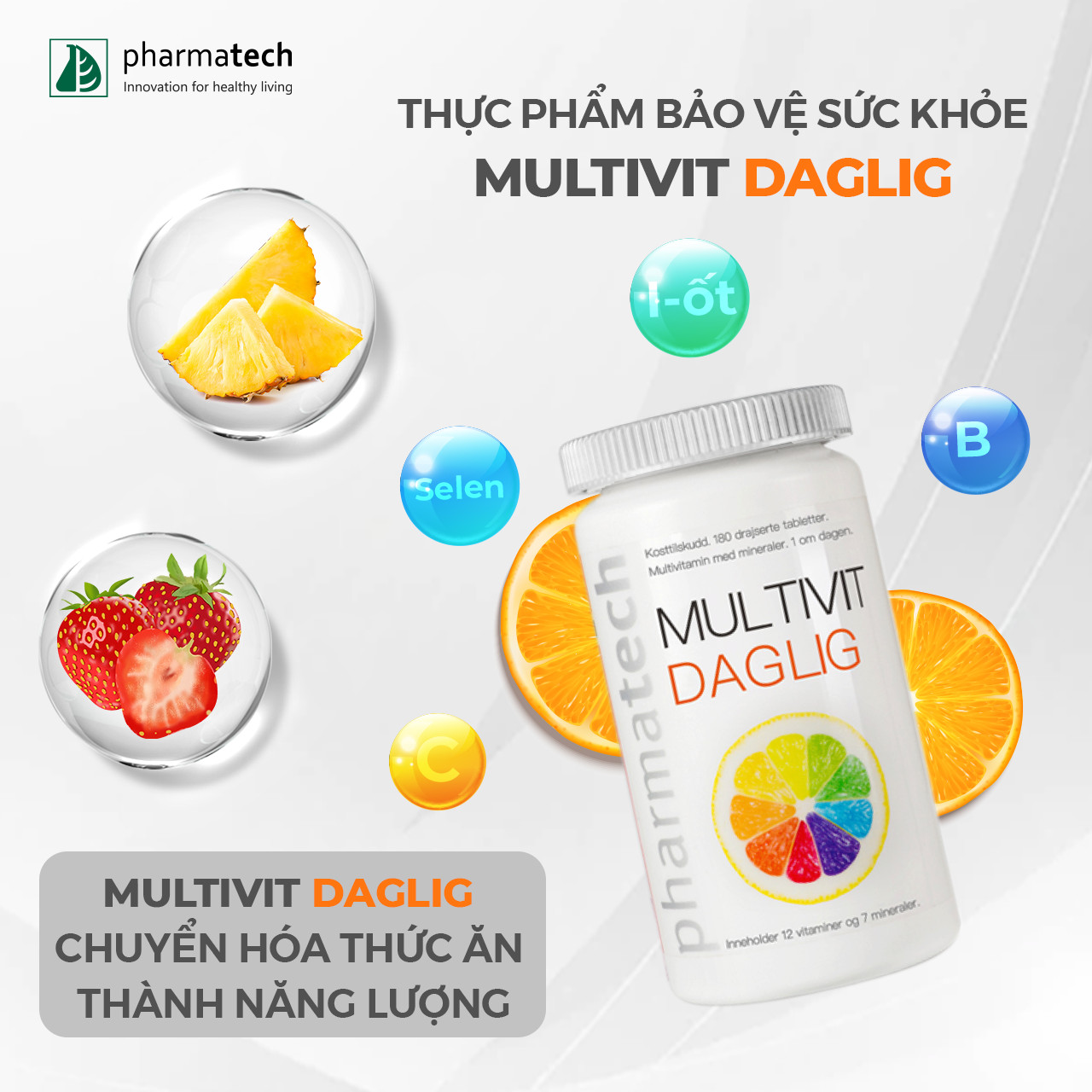 Combo 2 Hộp Viên Uống Bổ Sung Vitamin Và Khoáng Chất PHARMATECH MULTIVIT DAGLIG 180 Viên