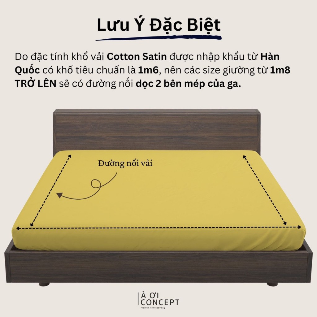 Bộ Chăn Ga Gối 5 Món Cotton Satin Size 1m8 x 2m Trơn Nhiều Màu À Ơi Concept cao cấp Hàn Quốc