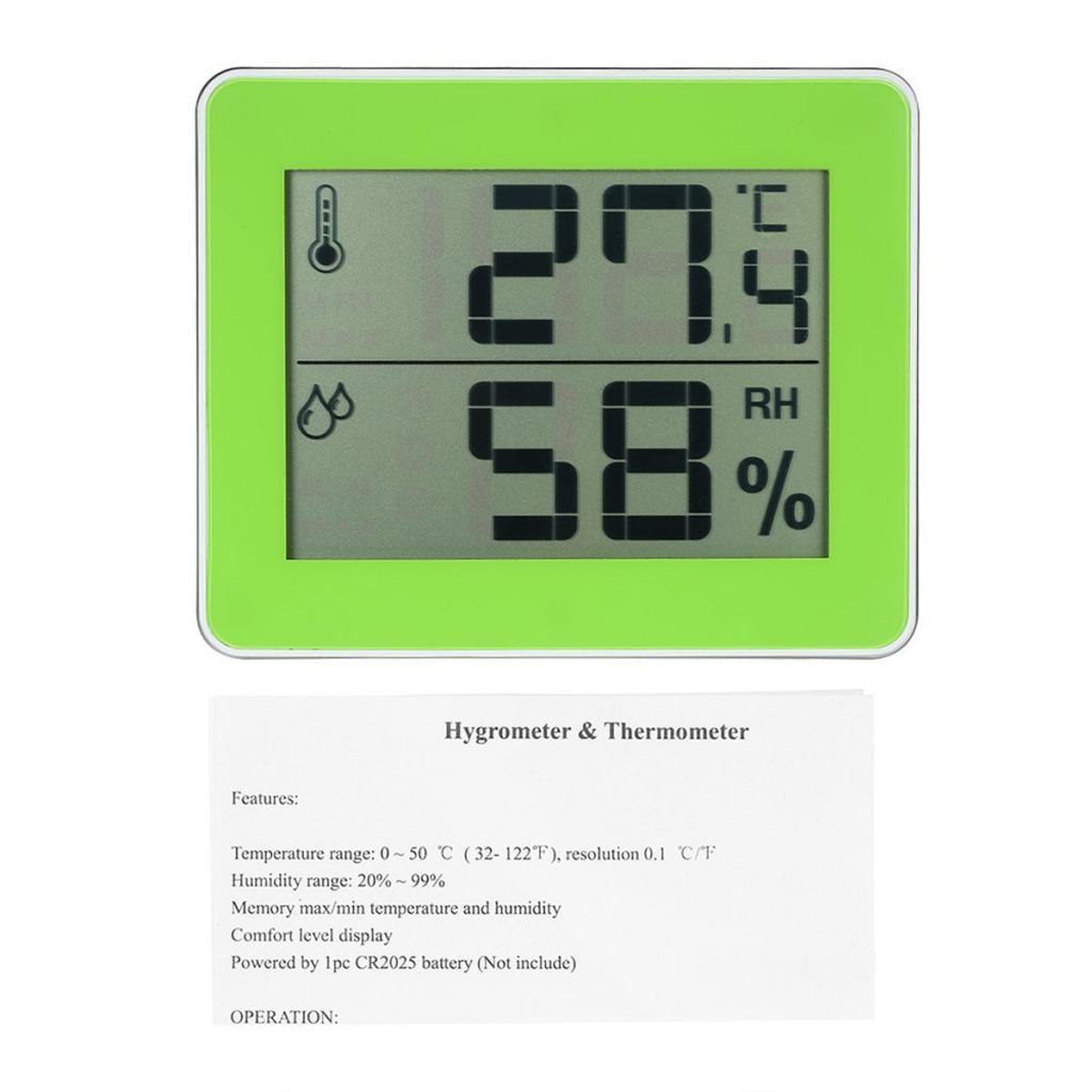 Digital Indoor Thermometer Hygrometer Temperature Measurement Tester Green