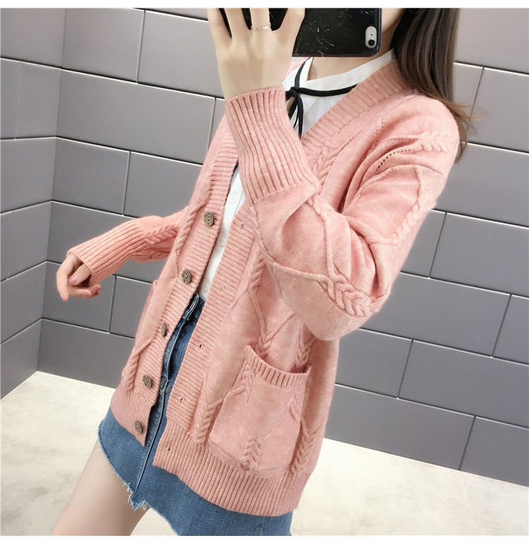 Áo khoác len nữ cardigan dáng nhỡ bigsize from rộng có túi Chất len dày dặn không xù lông