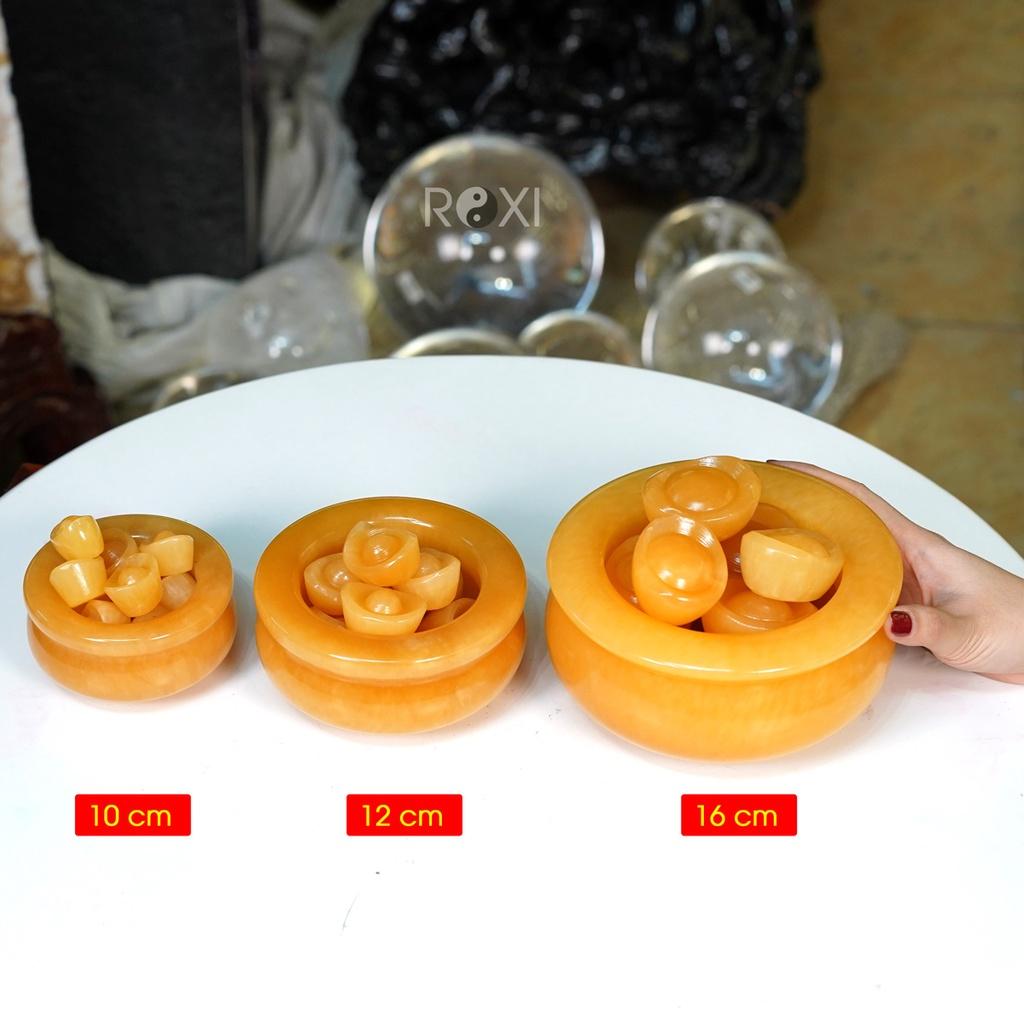 Bát tụ bảo đá Hoàng Long 16cm + 9 nén
