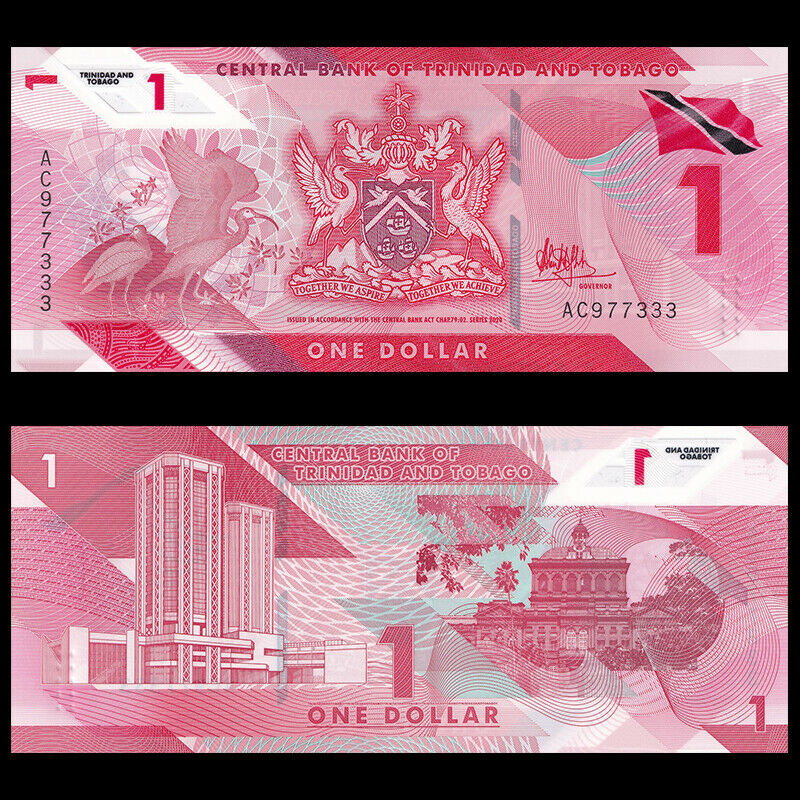 Tiền polymer Trinidad và Tobago mệnh gái 1 dollar phiên bản mới nhất, mới cứng, tặng kèm bao nilong bảo