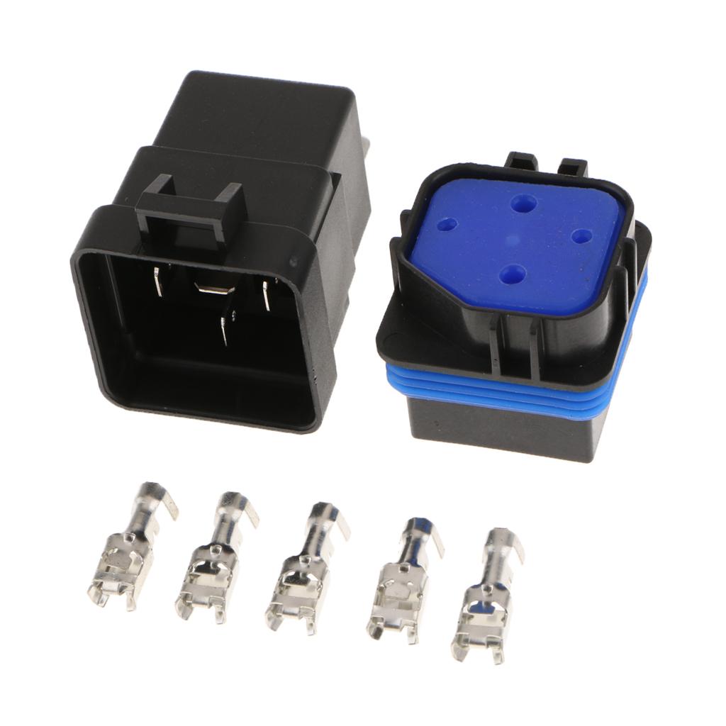 12V 40A Car Vehicle 5-Pin Waterproof Sealed Integrated Relay Socket Kit