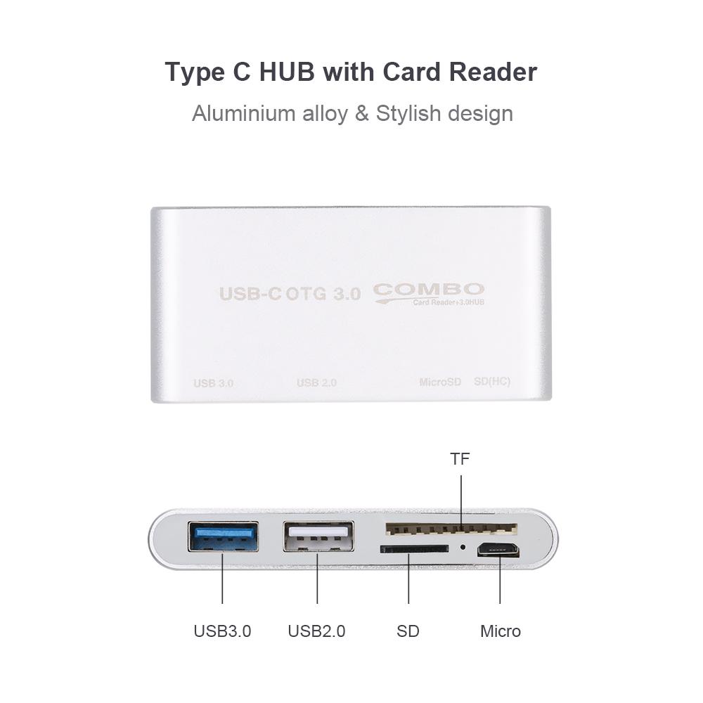 USB C USB 3.1 Loại C HUB với đầu đọc thẻ 5 trong 1 Bộ chia USB-C Hub Type-c OTG Bộ kết hợp USB 3.0 Multi Spliter