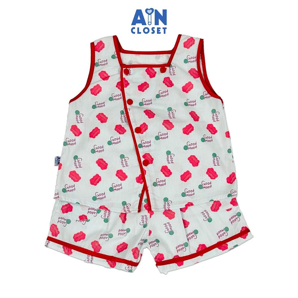 Bộ quần áo Ngắn bé gái họa tiết Good Mood Đỏ cotton - AICDBGZWDD93 - AIN Closet