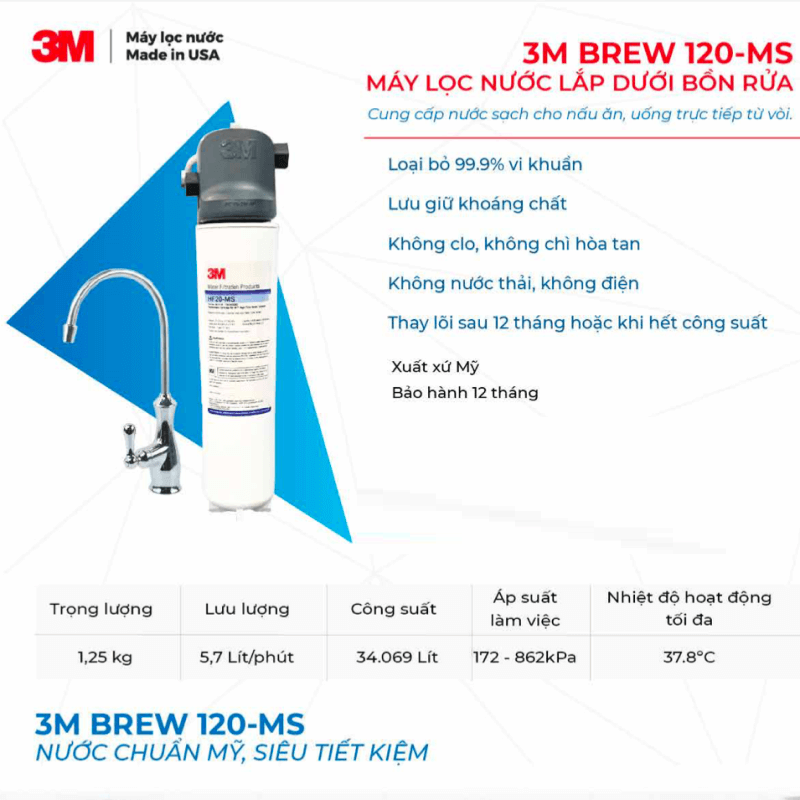 Máy Lọc Nước Nóng Lạnh 3M Kèm Bộ Lọc Nhập Khẩu Mỹ, Hiệu Suất Lọc 100%, Tiết Kiệm Chi Phí - Hàng Chính Hãng 3M