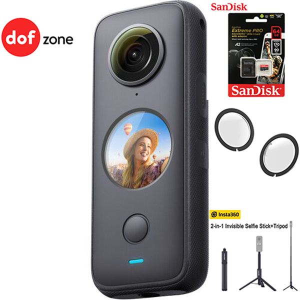 Máy quay Insta360 ONE X2 kèm Thẻ nhớ 64GB + Lens guard + Tripod Insta360 2-in-1 - Hàng chính hãng