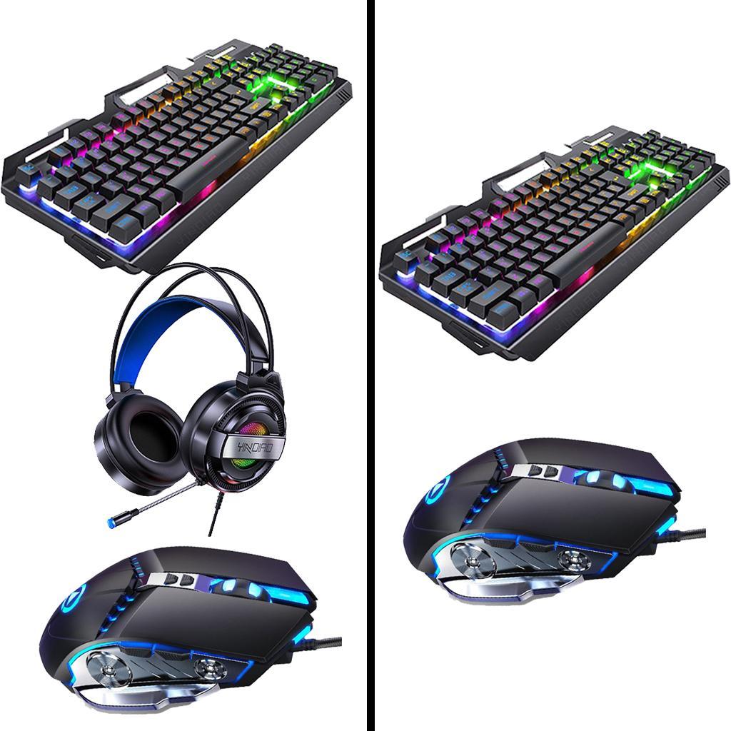 Wired Gaming Keyboard and Mouse Combo, 104 Keys, RGB Backlit, with Multimedia Keys, Wrist Rest ,Rainbow Backlit Gaming Mouse, for Windows PC Gamers