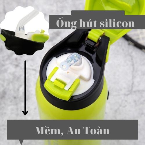  Bình nước xe đạp thể thao 500ml Cách Nhiệt Có Ống Hút