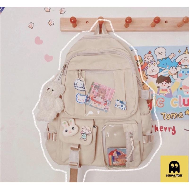 Balo Ulzzang đi học 4 màu xinh xẻo HÀNG CÓ SẴN 2 túi trong dài