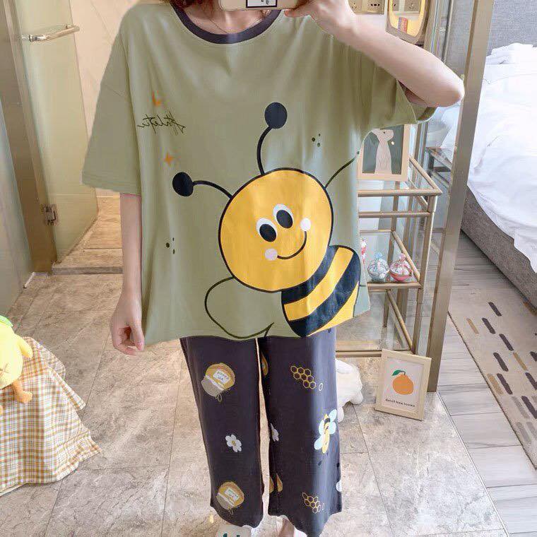 Đồ Bộ Pyjama Dài Tay, Đồ Ngủ Mặc Nhà Pizama Nữ Siêu Dễ Thương in hình họa tiết dễ thương,phù hợp mang mùa thu đông