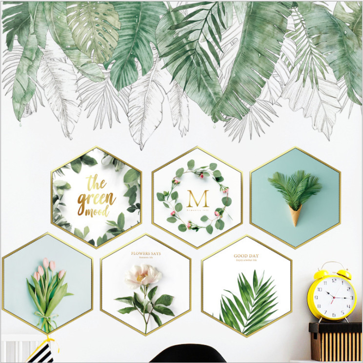 Decal dán trang trí tường phong cách Hàn Quốc Giàn lá xanh 3D mẫu số 4