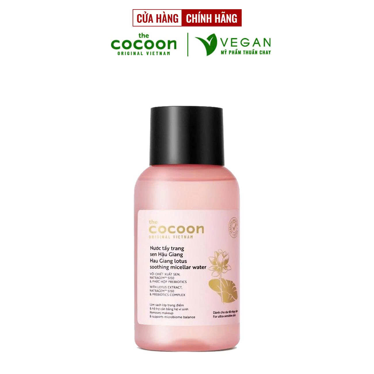 Nước tẩy trang sen Hậu Giang Cocoon 140ml Mỹ phẩm thuần chay