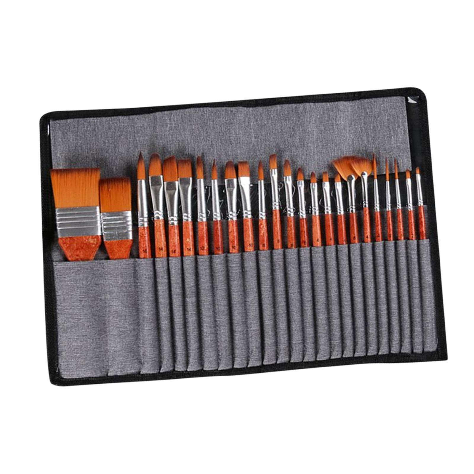 24Pcs Artist Paint Brushes, Wood Handle with Storage Case Paint Brush Pen Set Body Paint Tools Painting Brushes for Body Face Beginner Pros