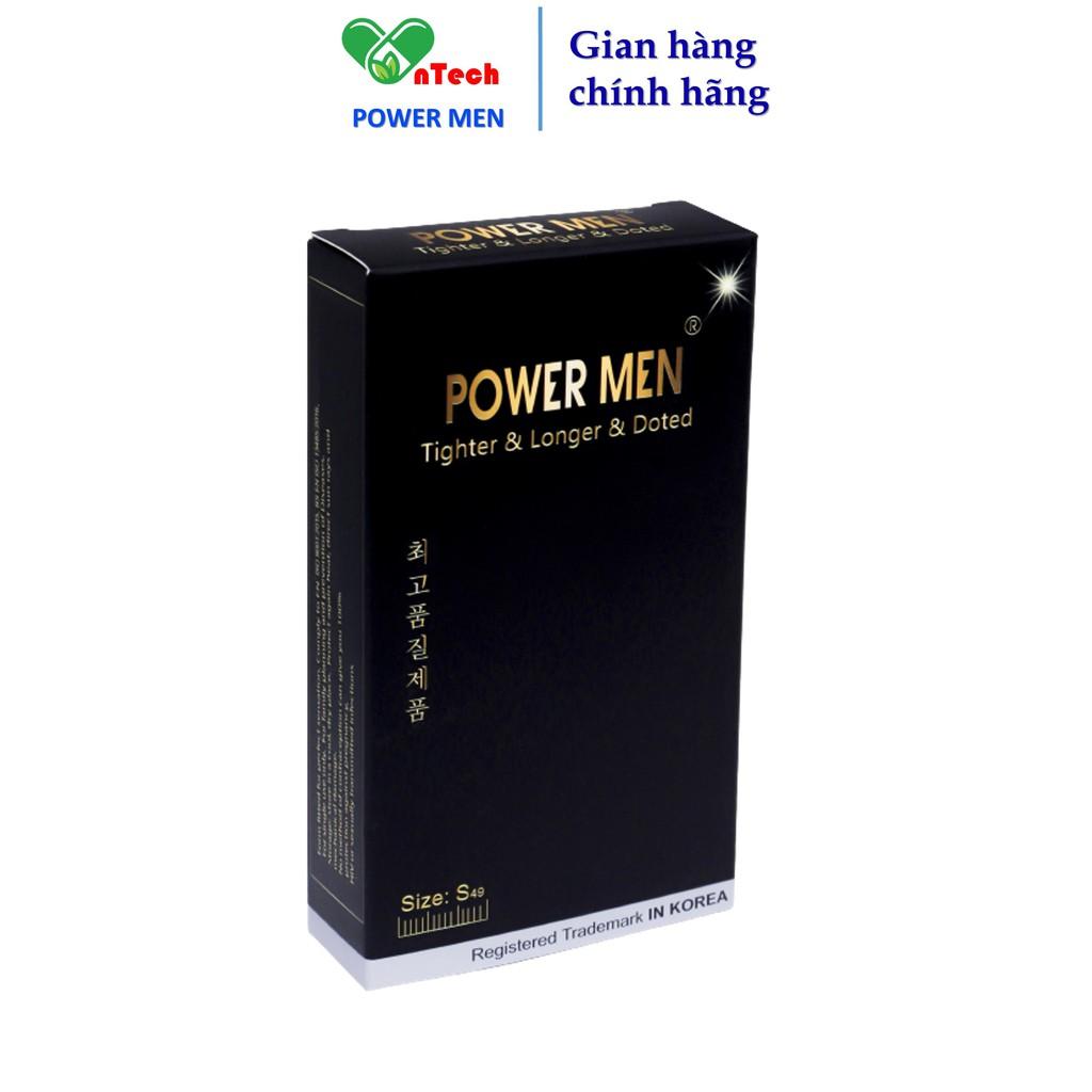 Bao cao su POWERMEN Gân gai size nhỏ 49mm chứa 5% Benzocain kéo dài thời gian kiểu dáng 3D ôm khít