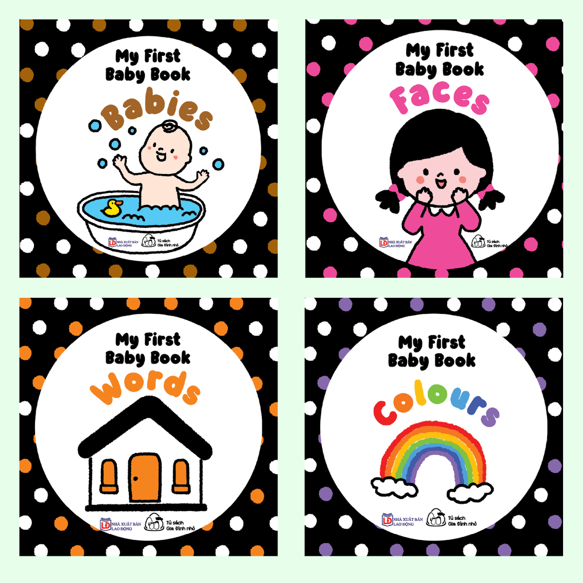 Sách Vải My First Baby Book ( 4 cuốn) - Tặng Decal kích thích thị giác 1 set