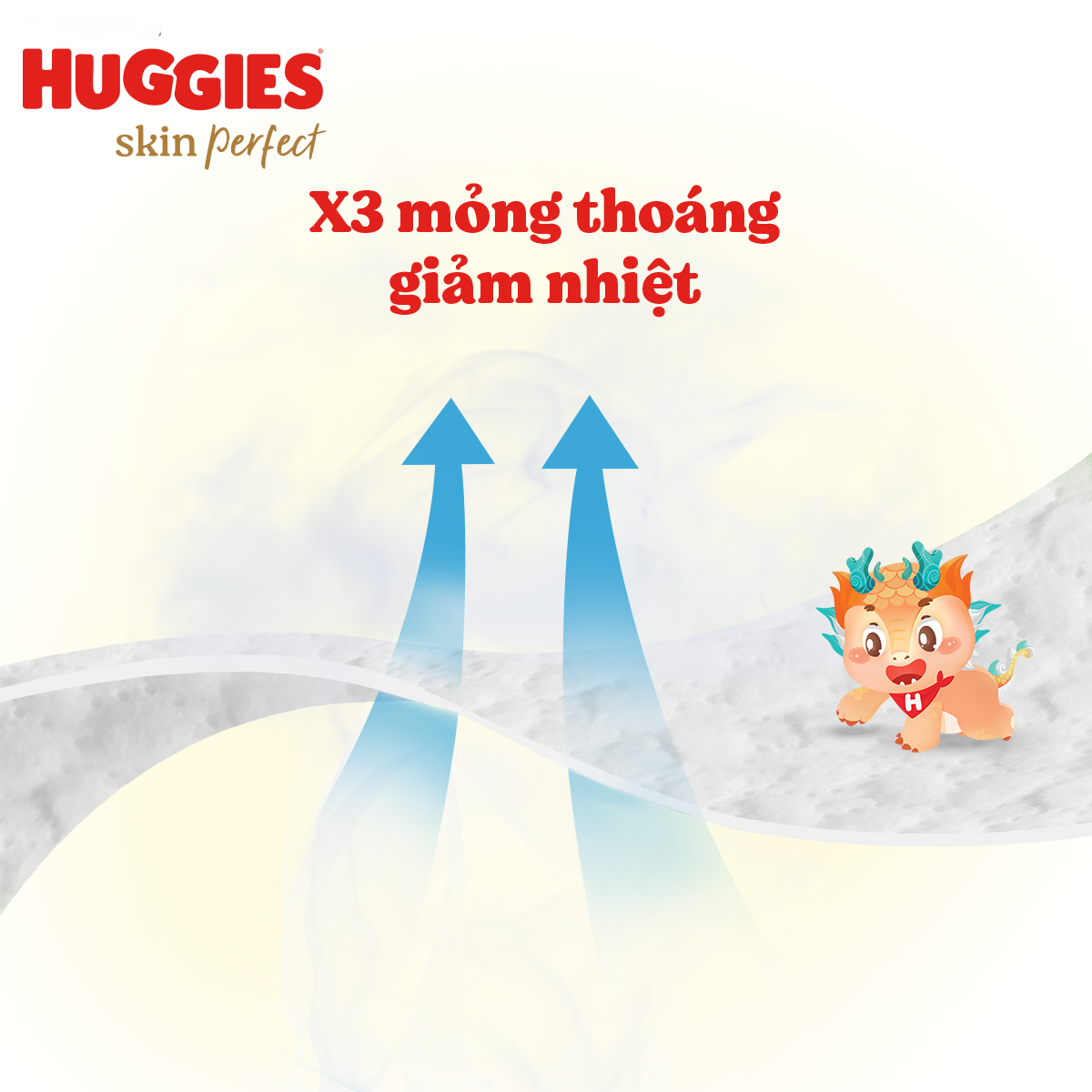 Tã quần Huggies Skin Perfect Mega Jumbo M98 miếng với 2 vùng thấm giảm kích ứng da