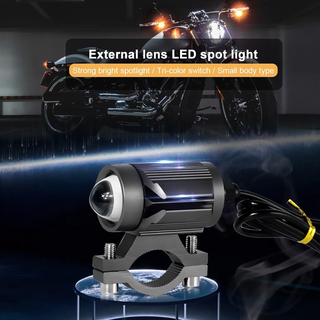 Đèn pha bóng LED hai màu siêu sáng có kính cho xe máy xe hơi ATV