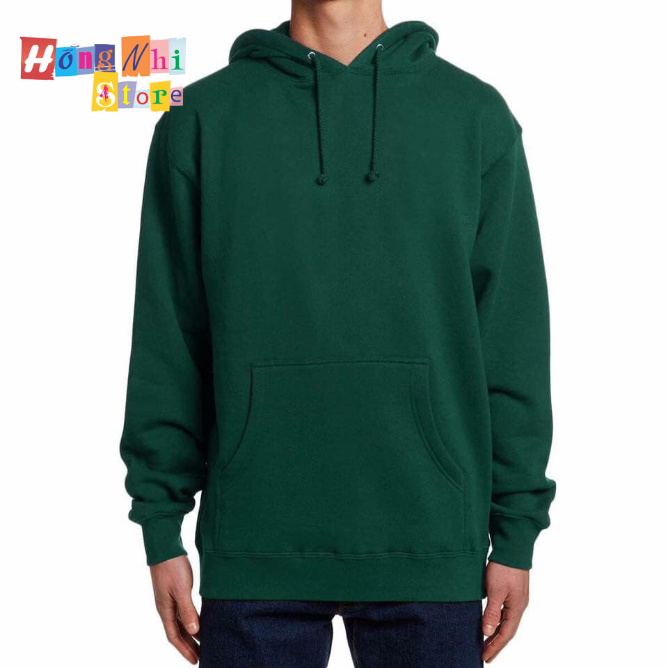 Áo Hoodie Trơn Màu Xanh Lá Cao Cấp Dáng Rộng Unisex Nam Nữ Mặc Được - MM