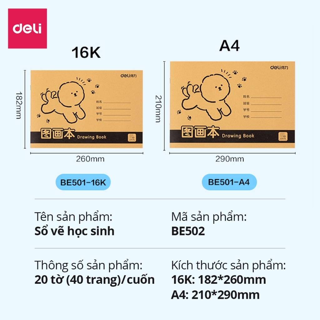 Vở Vẽ Học Sinh Tập Tô Màu Cho Bé A4 Deli - Sổ Tô Màu 60/ 100 Trang Sổ Vẽ Học Sinh Giấy Dày Mịn An Toàn Tặng Sticker