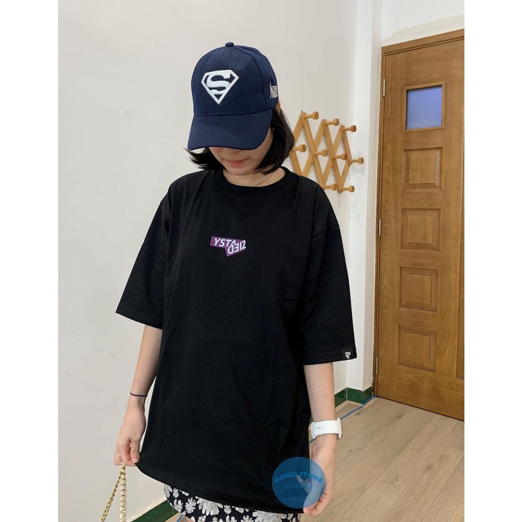 Áo thun unisex đen in nổi trước ngực-freesize-thun co giãn 4 chiều