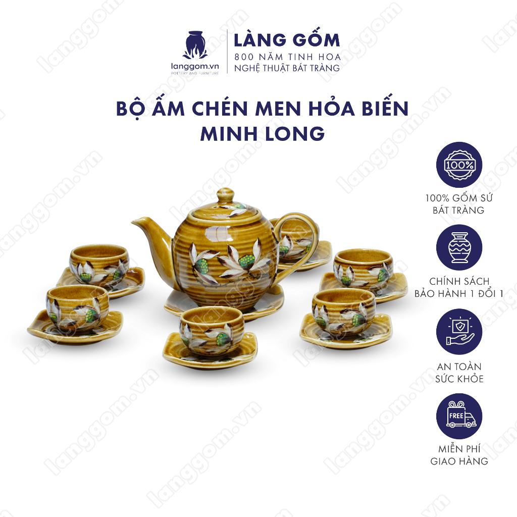 Bộ ấm chén Men hỏa biến Minh Long - Gốm sứ Bát Tràng - Làng Gốm