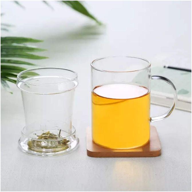 Ly lọc trà thủy tinh chịu nhiệt kèm nắp