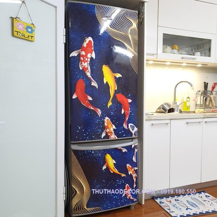 Miếng dán tủ lạnh decal 3D chồng nước - Trang trí nhà cửa - Decor nhà - HÀNG BÁN CHẠY