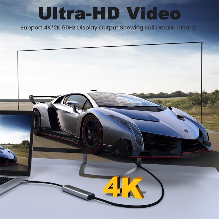 Cáp chuyển đổi Type c sang DisplayPort QGeeM 4K@60Hz Ulltral HD dây dù cao cấp- Hàng nhập khẩu