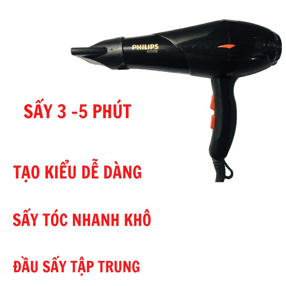 Máy sấy tóc, công suất lớn 6000w/ 2 chiều nóng - lạnh, sấy nhanh khô, chăm sóc tóc, bảo vệ tóc hiệu quả, tạo kiểu dễ dàng/ tích hợp nhiều tính năng sấy/ mát - ấm - nóng, luồng gió mạnh/sử dụng cho cả Salon tóc chuyên nghiệp