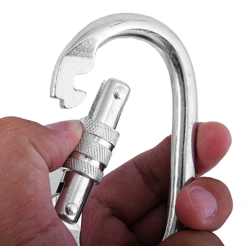 Heavy Duty Carbon Steel 25KN Screw Lock Carabiner + 35KN Figure 8 Belay Descender Device Outdoor Rock Climbing Rappelling Rescue