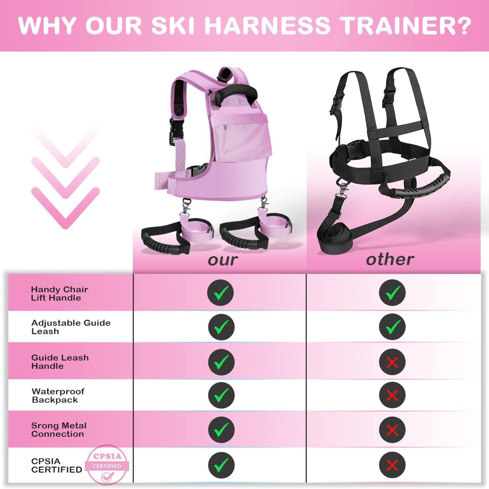 Kids Ski and Snowboard Harness Trainer Ski Halter Adjustable Shoulder Strap Ski Shoulder Harness Speed Control Boy and Girl Toddler
