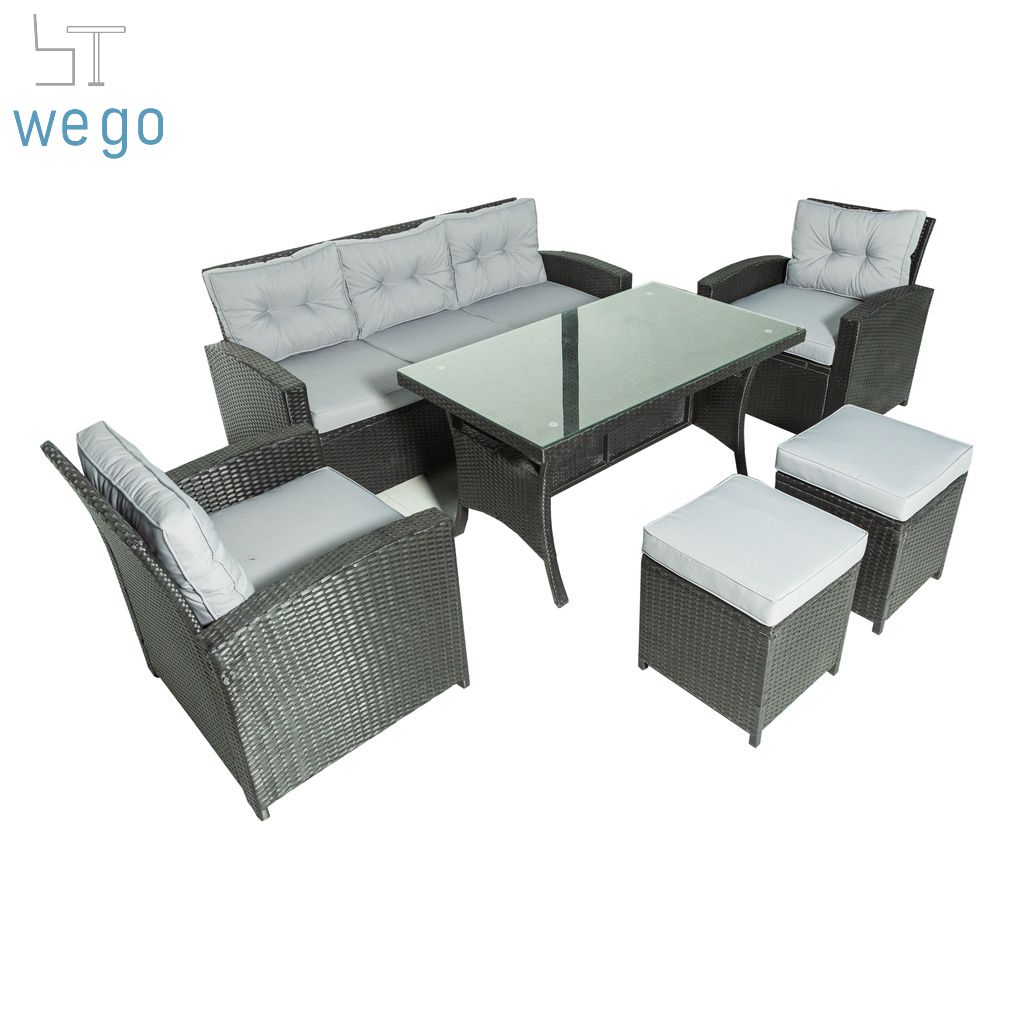 WEGO BỘ SOFA MÂY NHỰA NGOÀI TRỜI/ BỘ SOFA SÂN VƯỜN 5 CHỖ NGỒI//Outdoor Furniture Rattan Chair Sofa Dining Set Balcony Table Garden 5 seater