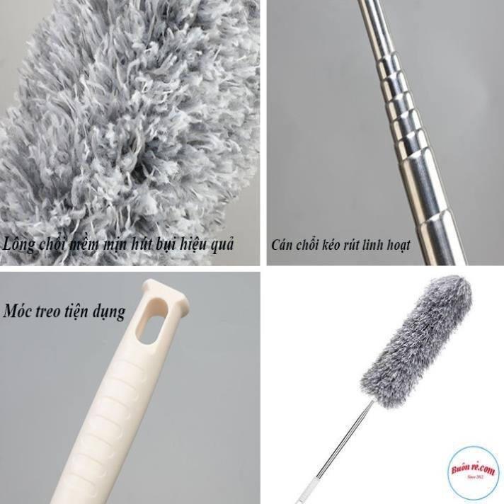 Chổi Quét Trần Bằng Sợi Vải Siêu Nhỏ Inox Cán Dài Cao Cấp Đầu Chổi Linh Hoạt