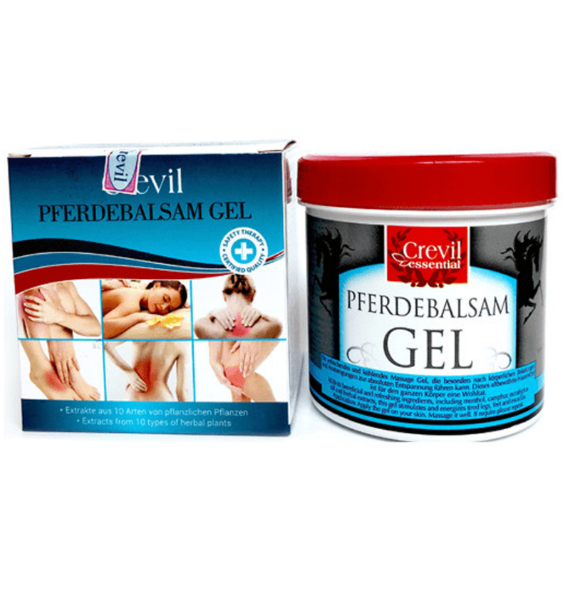 Gel giảm đau Crevil ESSENTIAL PFERDEBALSAM GEL tăng cường lưu thông máu, giảm đau nhức xương khớp, nhức mỏi cơ bắp, căng cơ 250ml