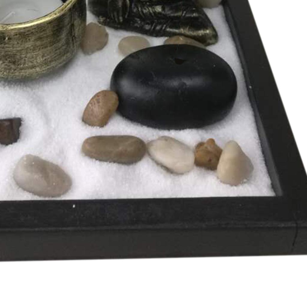 Zen Garden Sand Kit Tabletop Decor Buddha Tealight Holder Incense Burner #1