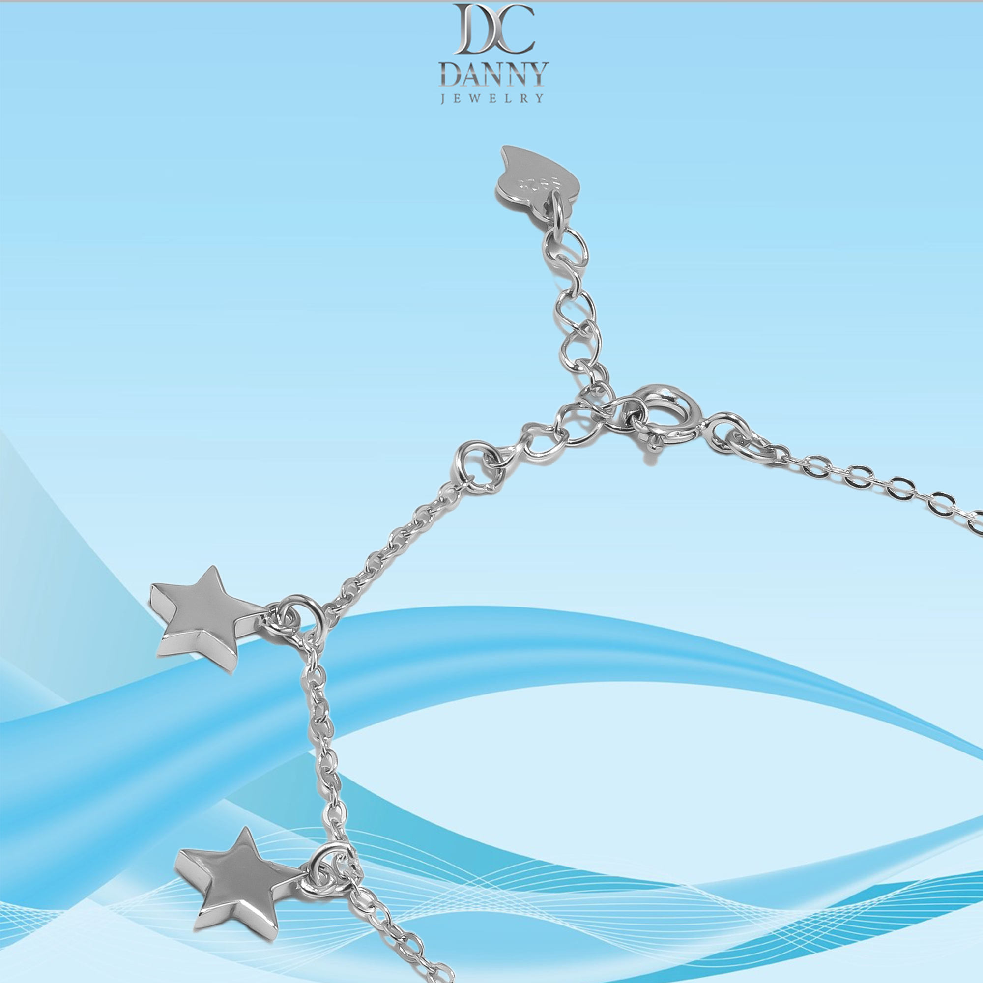 Lắc Tay Danny Jewelry Bạc 925 Xi Rhodium Hoạ tiết Trăng Sao LACY186