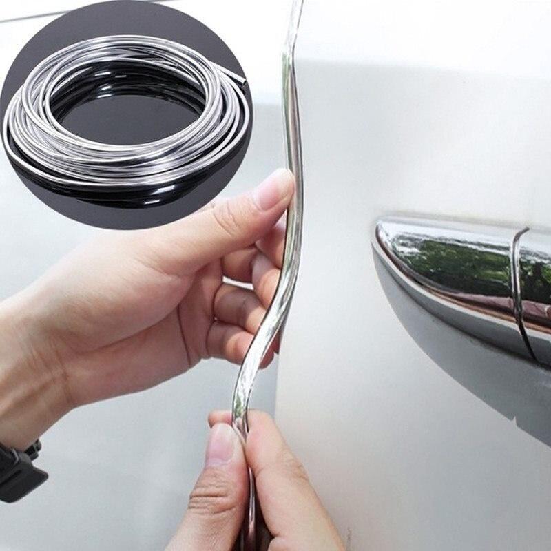6M Xe Cạnh Cửa Bảo Vệ Trầy Xước Dây Ốp Lưng Chống Va Chạm Dây DIY Bạc Chất Liệu Nhựa PVC Đúc Dán Trang Trí Ô Tô phụ Kiện