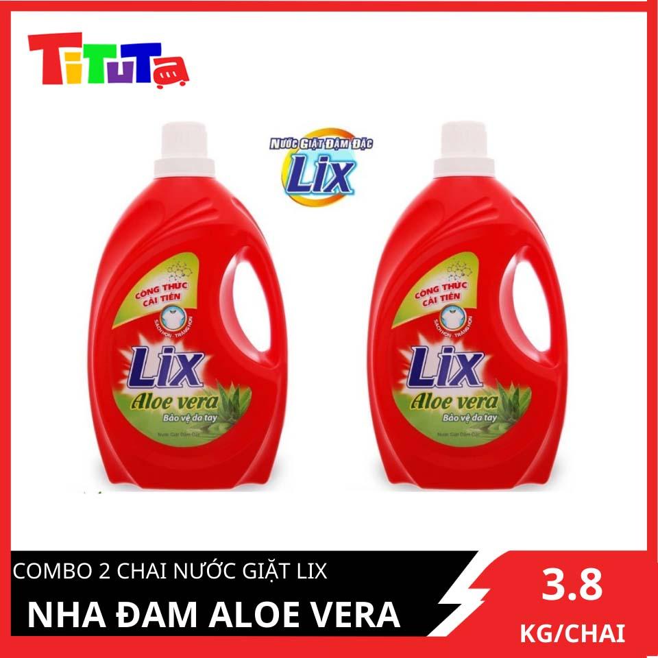 COMBO 2 Chai Nước giặt LIX Nha đam Aloe Vera bảo vệ da tay chai 3.8KGX2